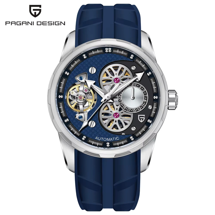 Pagani Design Armbanduhr, Automatik, Edelstahl, Blau, Herren - Bild 6