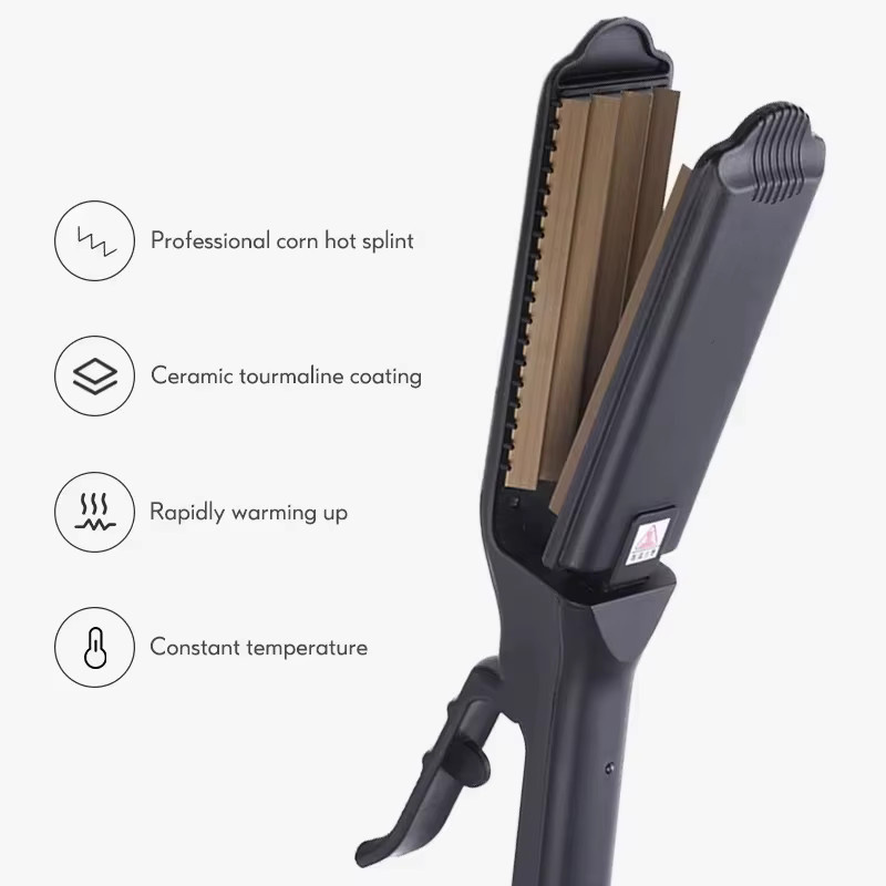 Keramik-Crimper-Eisen, Lockenstab mit Wellenplatte, antistatisch - Bild 4