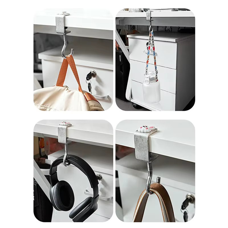 Einstellbarer Schreibtisch Rand Haken aus Metall in Silber zur Aufhängung von Headsets und Rucksäcken ohne Bohren - Bild 4
