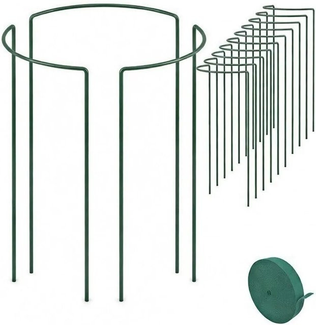 TTL GARDEN Strauchstütze Set aus Metall in Grün für Sträucher, Stauden und Rosen inklusive Klettband, 20er Set, Höhe: 100 cm, Breite: 40 cm - Bild 1