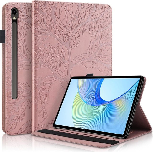 Samsung Galaxy Tab S10 FE Plus Kunstleder Tasche mit Baum-Design in Pink - Bild 1
