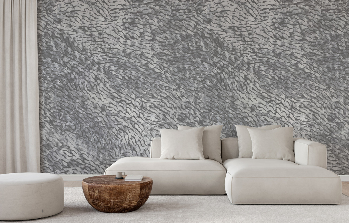 Isidore Leroy Mural Cascade Wandtattoo in Grau, abstraktes Design, selbstklebend, Textiloptik, B: 150 cm, H: 3 cm - Bild 1
