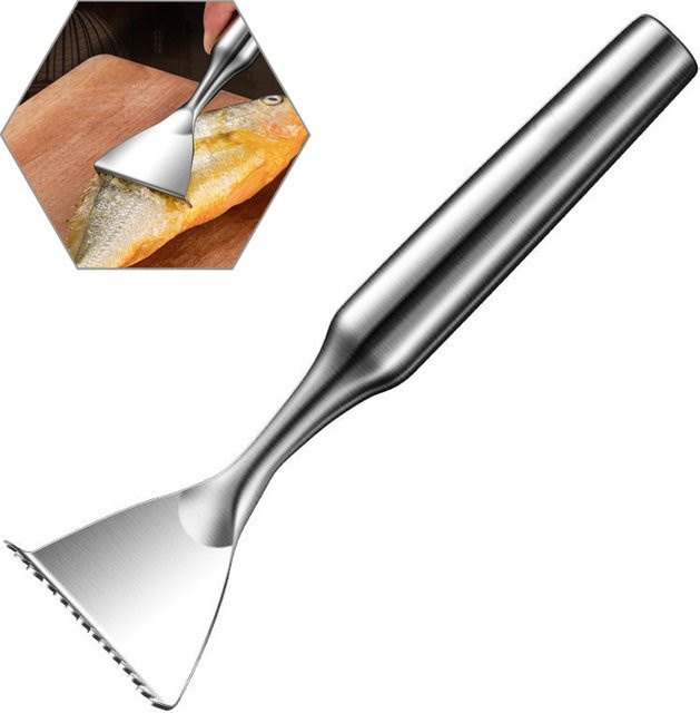 KOQZM Fischschuppenentferner aus Edelstahl in Silber mit Sägezahn-Schaber für die Küche - Bild 1