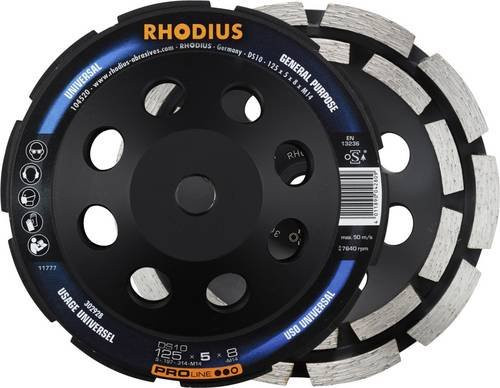 Rhodius PROline Diamantschleiftopf DS10 für Beton, Schwarz, Durchmesser: 125 mm, Breite: 5,0 mm, Höhe: 8,0 mm, Gewinde: M14 - Bild 1