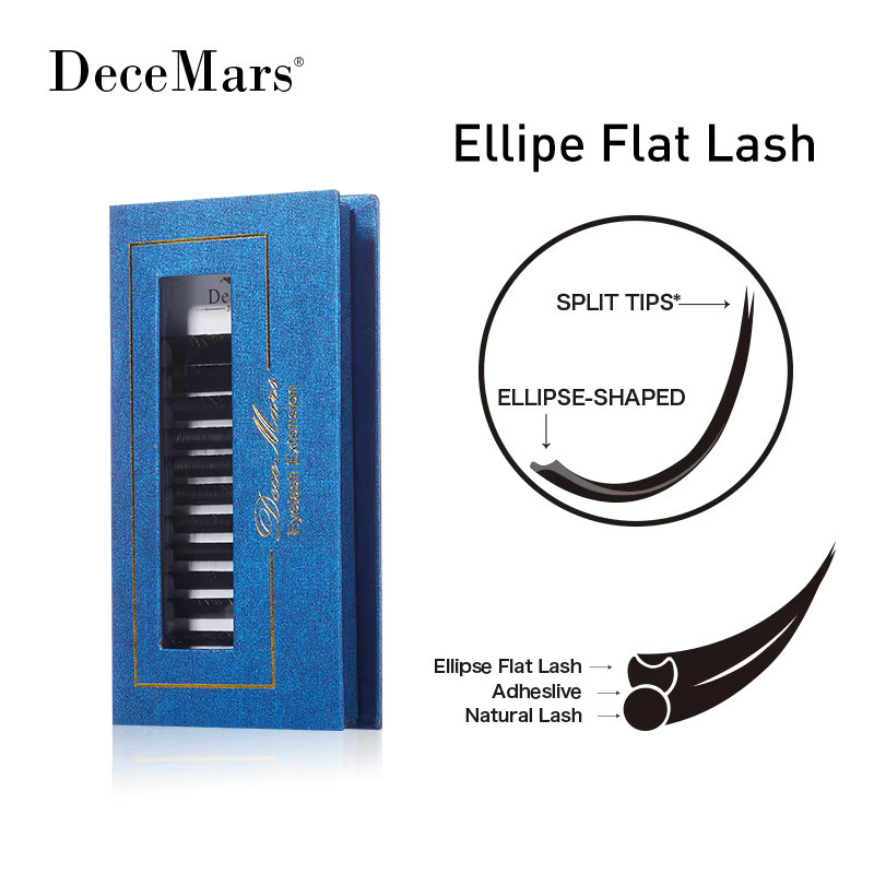 DeceMars Ellipse Flat Wimpernverlängerung Einzelwimpern, 5er-Set - Bild 3