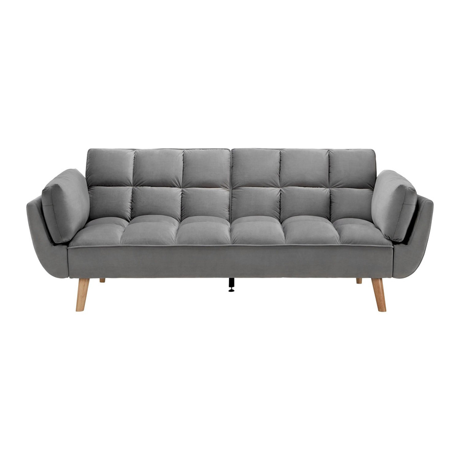 Bessagi Home Schlafsofa Cora in Grau aus Samt mit Dekokissen - Bild 2