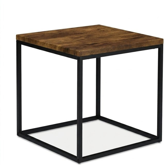Relaxdays Beistelltisch im Industrial Design aus Stahl und MDF, Braun/Schwarz, B/T/H: 45 x 45 x 45 cm - Bild 1
