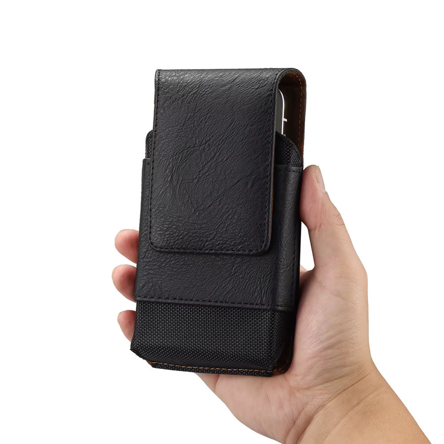 XhaoR Universelle Leder-Handy-Hüfttasche mit Gürtelclip für iPhone, Samsung und Xiaomi in Schwarz oder Braun - Bild 3