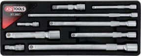 KS Tools Verlängerungs-Satz 9-teilig aus Chrome-Vanadium, Silber, Antrieb 1/4 Zoll, 3/8 Zoll und 1/2 Zoll - Bild 2