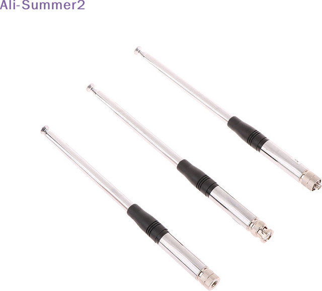 Summer2 27 MHz CB-Antenne mit hoher Verstärkung, einziehbar, Teleskop-Antenne für Walkie-Talkie und tragbare Radios, Farbe: Silber, Anschlüsse: SMA und BNC - Bild 1