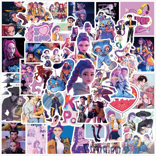 55 Stück Anime Dämonenjäger Aufkleber wasserfest für Scrapbooking, Handy und Skateboard in Multicolor - Bild 1