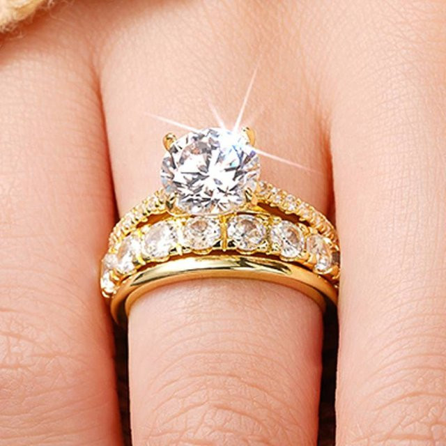Huitan Ring Set, 3 Stück, Zirkonia, Damen - Bild 1