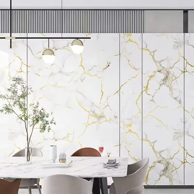 Trebalena Selbstklebende Wandtapete in Marmor-Optik mit Gold-Akzenten, Weiß/Gold, Wasserdicht und Öldicht - Bild 3