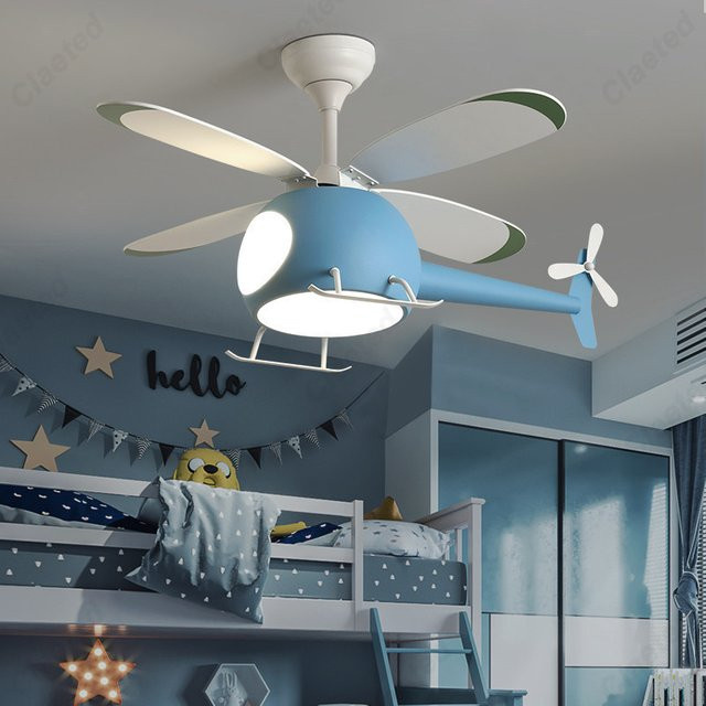 Claeted LED Deckenventilator im Hubschrauber-Design für das Kinderzimmer mit Kronleuchter-Funktion - Bild 1