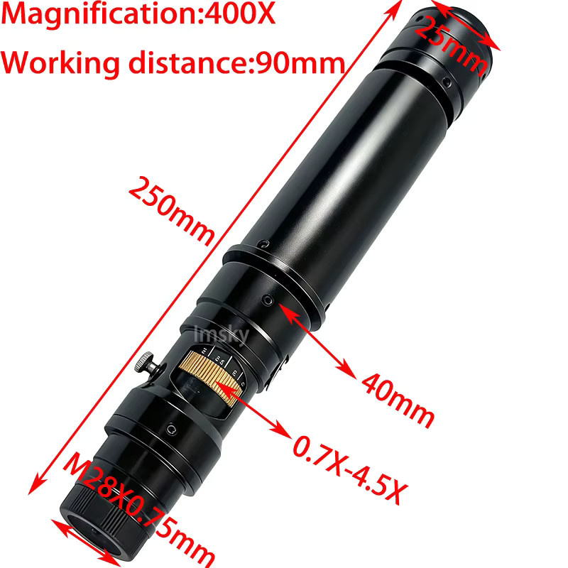 Einstellbares Zoom-Objektiv für Mikroskope mit C-Mount und M42 Anschluss für HDMI und USB in Schwarz - Bild 3