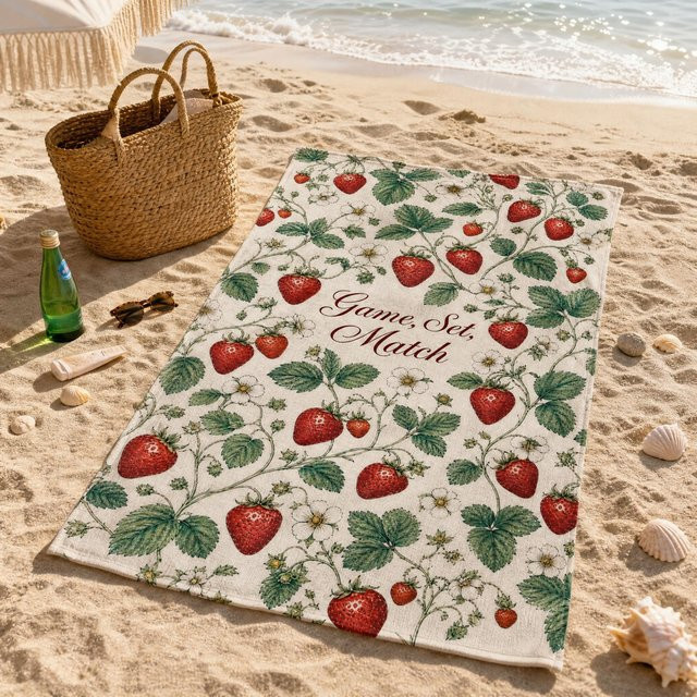 JMG Household Supplies Strandtuch mit Erdbeer-Blumen-Print, schnelltrocknend und saugfähig aus Mikrofaser, B/B: 90 x 180 cm, mehrfarbig - Bild 1