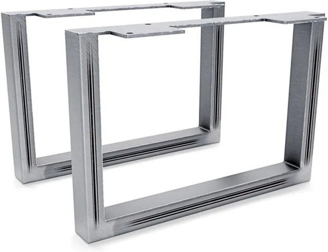 HEVVA Möbelfüße GRAZ 2er Set aus Rohstahl in Silber Matt, Höhe: 20 cm, Tiefe: 30 cm - Bild 1