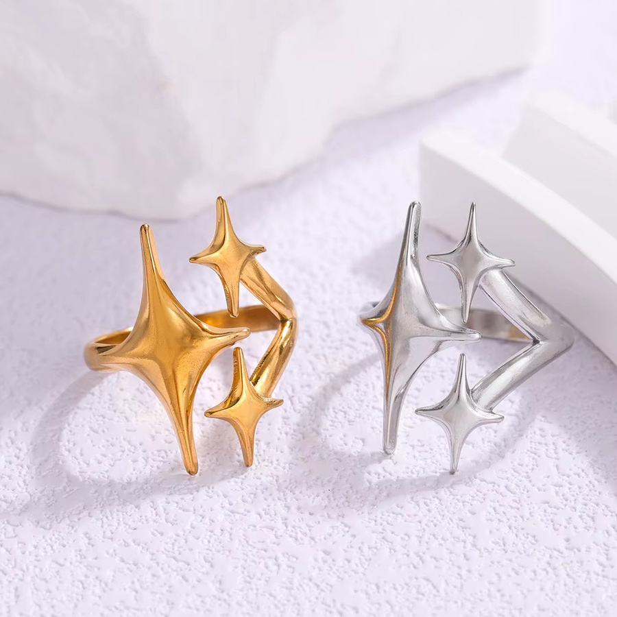 LATS Ringe Edelstahl, Celestial Star, Gold Silber Farbe, Damen Herren - Bild 2