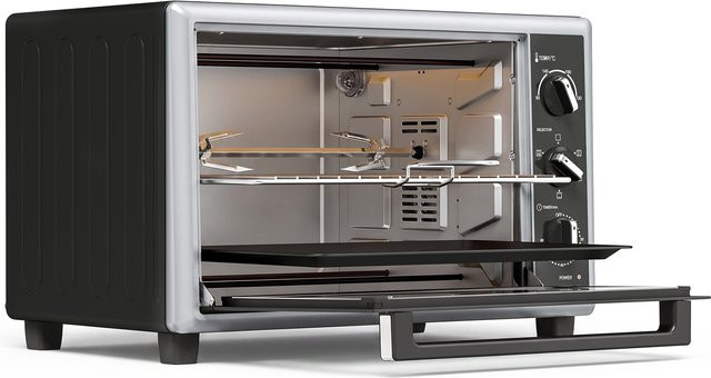 HOMCOM Minibackofen mit Umluft und Grillfunktion, 46 l, 1800 W, Schwarz - Bild 1