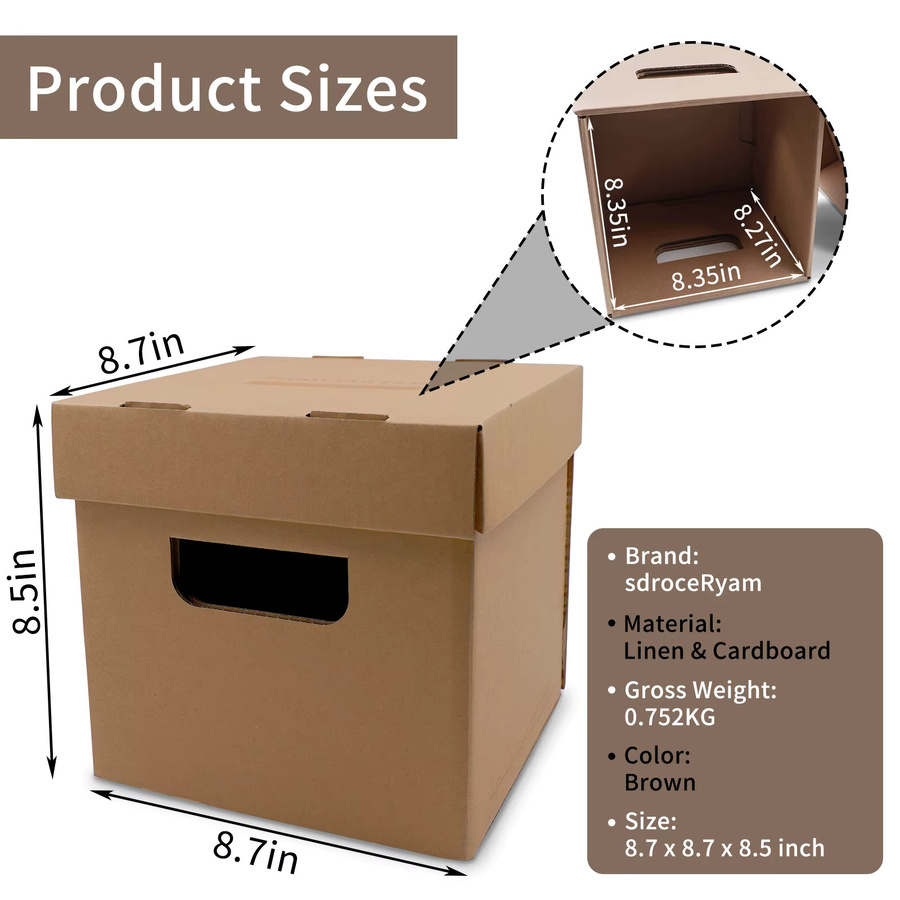 Multifunktionale Aufbewahrungsbox für CDs aus braunem Vinyl und Karton, staubdichte Organizer-Box, Breite: 17,78 cm, Höhe: 21,59 cm - Bild 2