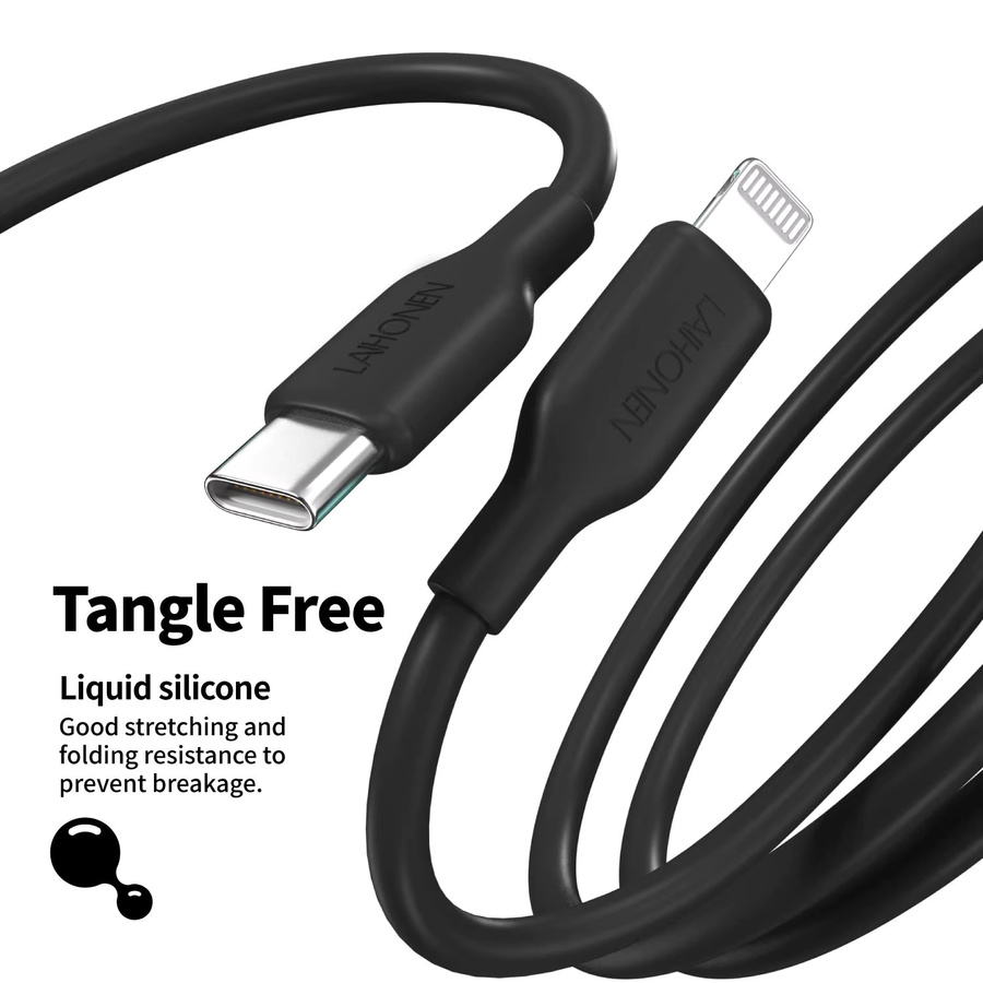 LAIHONEN USB-C auf Lightning Schnellladekabel 27W in Schwarz für iPhone und iPad - Bild 3