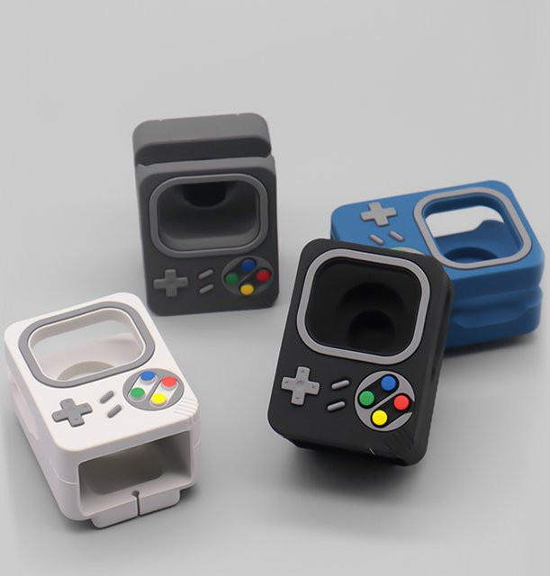 CHIICSMART Silikon Desktop-Halterung für Apple Watch Ladegerät im Retro-Computer-Design, Farbe: Blau - Bild 1