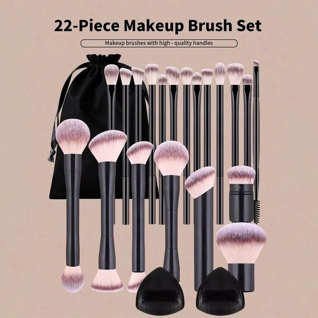 Rd lala Make-up-Pinsel-Set, 22-teilig, schwarz, mit Aufbewahrungstasche - Bild 1