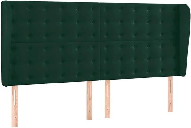 vidaXL Kopfteil mit Ohren in Dunkelgrün aus Samt, B/T/H: 163 x 23 x 118 cm - Bild 1
