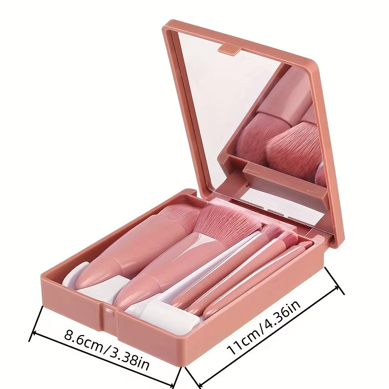 5-teiliges Make-up-Pinsel-Set mit Spiegel, Unisex - Bild 3