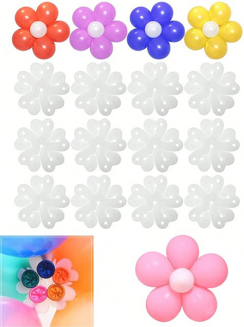 50 Stück Pflaumenblüten-Clips aus Kunststoff als multifunktionales Ballonzubehör für Hochzeits- und Geburtstagsfeiern - Bild 1