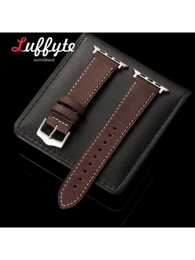 luffyte Uhrenarmband Leder, Vintage, Schwarz, Unisex - Bild 3