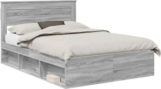 vidaXL Bettrahmen aus massivem Kiefernholz und Holzwerkstoff in Grau Sonoma, B/T/H: 160 x 200 x 163 cm - Bild 1