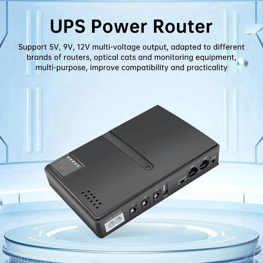 Tragbare USV 1018L unterbrechungsfreie Stromversorgung für Router und Optical Cat mit eingebautem Adapter 5V 9V 12V 15V 24V in Schwarz - Bild 3