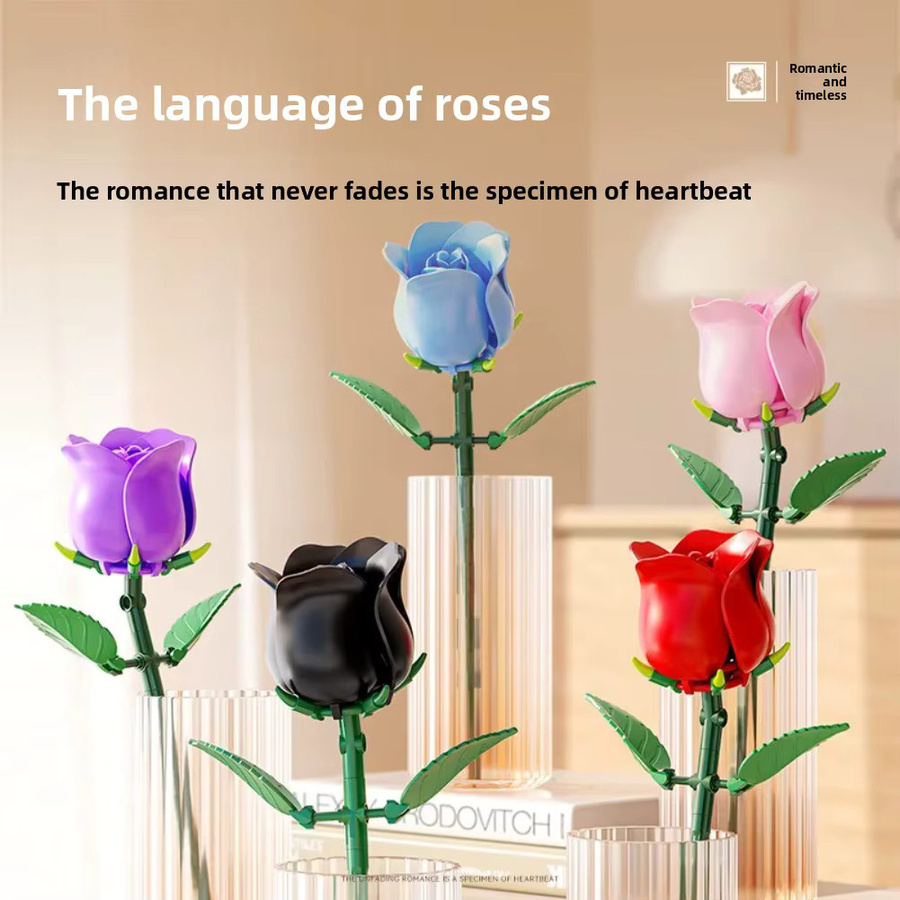 stemedu Ewige Rote Rose Simulations-Bouquet, Baustein-Set, Natur - Bild 3
