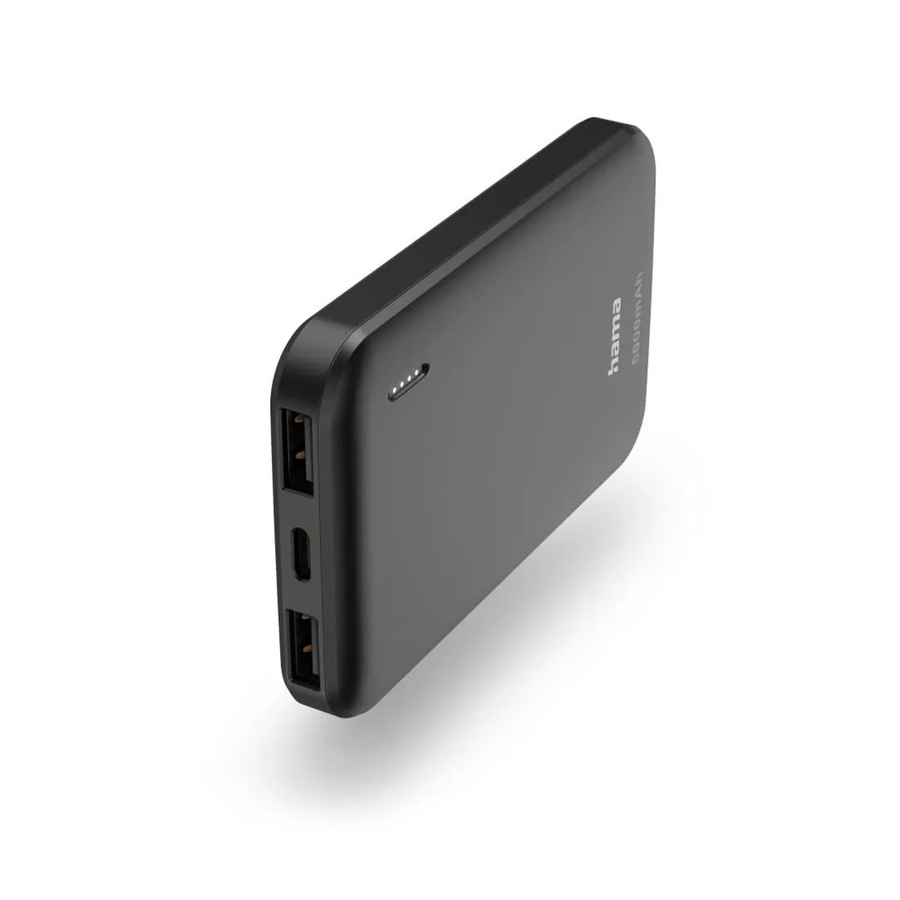 Hama Powerbank Pocket 5 mit 5000 mAh und USB-A sowie USB-C Anschlüssen in Anthrazit - Bild 2