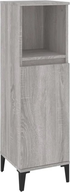 vidaXL Badschrank Grau Sonoma mit Schranktüren und Regalböden, B/T/H: 30 x 30 x 100 cm - Bild 1
