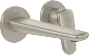 Villeroy & Boch Antao Einhebelmischer für das Waschbecken, Wandmontage, gebürstetes Nickel, Silber, Höhe: 22,3 cm, Breite: 19,5 cm, Tiefe: 11,5 cm - Bild 1