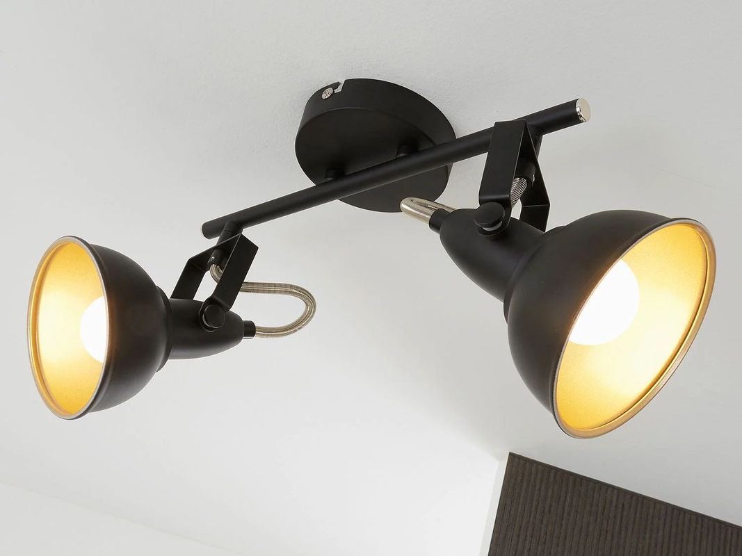 BRILONER Wand- und Deckenleuchte im Retrodesign als 2er Spot aus Metall, verstellbar, Schwarz oder Gold/Messing - Bild 2
