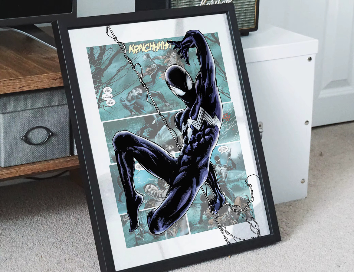 KAYOU Venom Symbiote Spider-Man Superhelden-Poster als moderne abstrakte Comic-Illustration in Schwarz - Bild 4