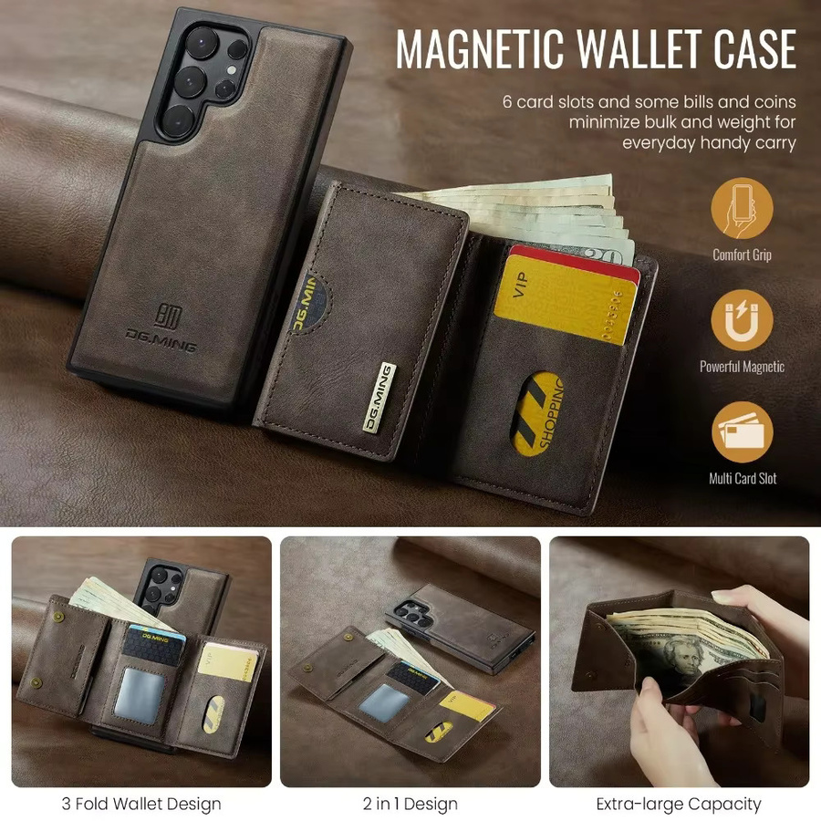 Magnetische Brieftaschenhülle für Samsung Galaxy S26 Ultra S25 Edge S24 S23 S22 Plus S21 mit MagSafe und RFID-Schutz in Grün und Braun - Bild 2