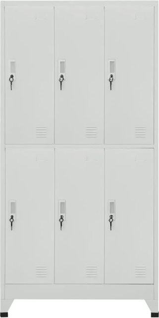 vidaXL Schließfachschrank aus Stahl mit 6 Fächern in Grau, B/T/H: 90 x 45 x 180 cm - Bild 1