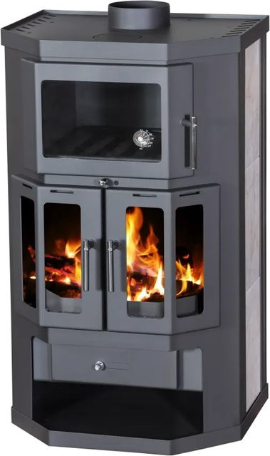 Victoria Kaminofen Taro 2F mit Backfach in Anthrazit und Schwarz, 9,51 kW, Keramik, B/T/H: 130 x 58 x 102 cm - Bild 1