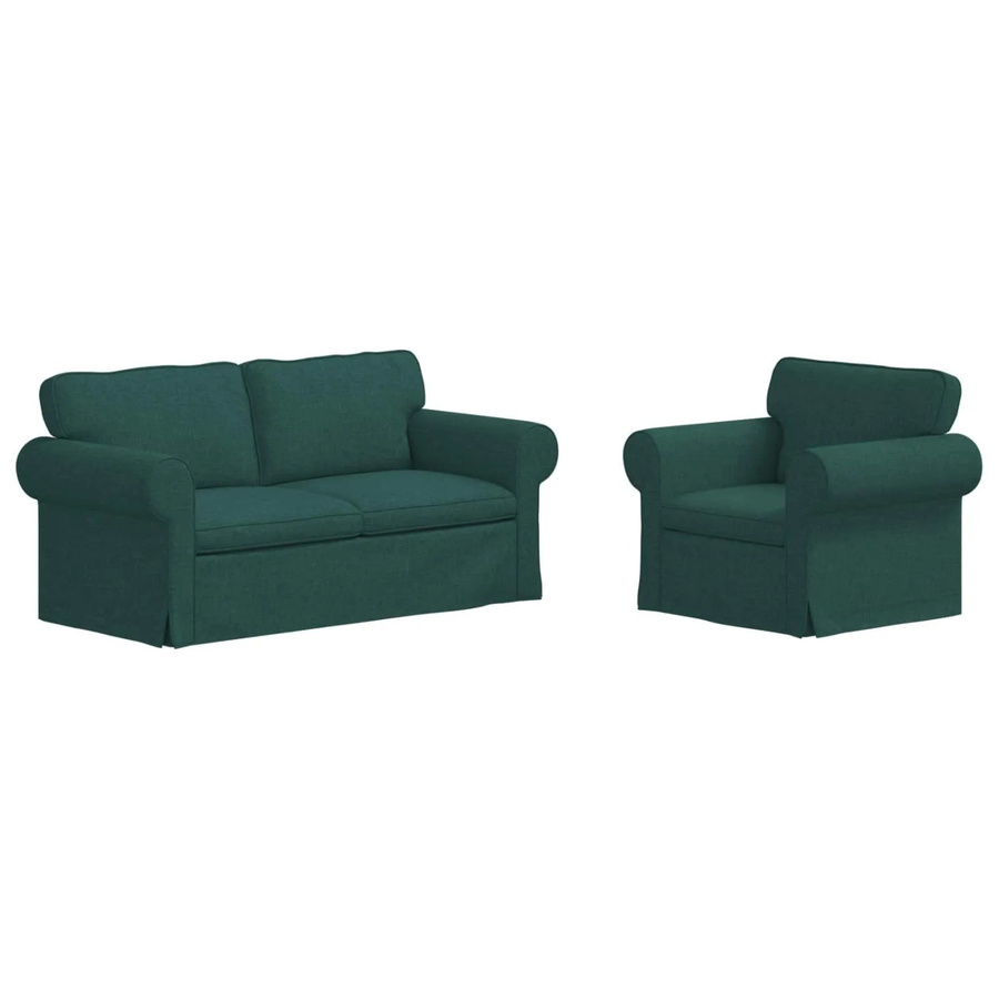 vidaXL Ecksofa 2-teilig Dunkelgrün mit Stoffbezug und Metallrahmen B/T/H: 175 x 82 x 80 cm - Bild 2