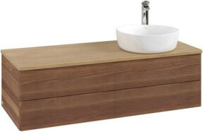 V&B Waschtischunterschrank Antao mit Frontstruktur und Beleuchtung in Eiche und Walnuss, Farbe: Braun, B/T/H: 120 x 50 x 50 cm - Bild 1