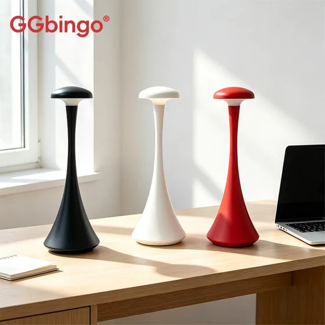 GGbingo Mushroom Tischlampe, kabellose Touch-Tischlampe mit USB-C, kreative Akzentleuchte in Weiß für Schlafzimmer und Schreibtisch - Bild 1