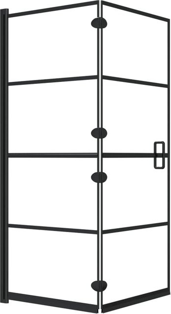 Faltbare Eck-Duschkabine Yiwydaa aus ESG-Sicherheitsglas in Schwarz und Transparent, B/T: 120 x 140 cm - Bild 1