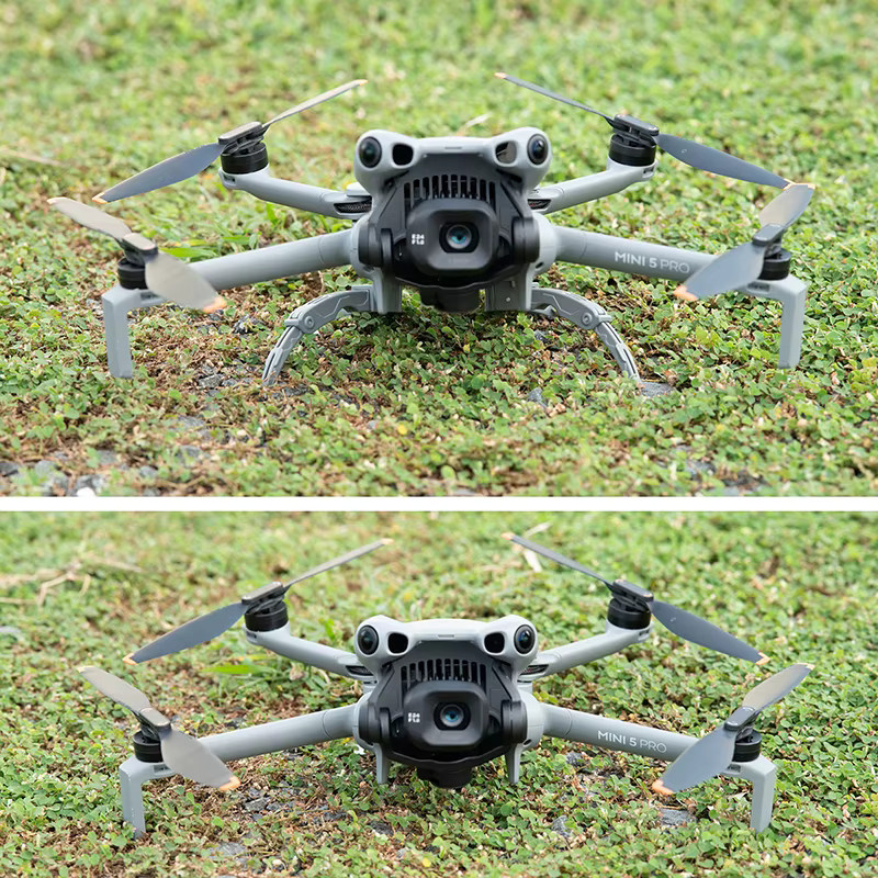 DJI Mini 5 Pro Faltbares Fahrwerk in Grau mit höhenverlängertem Beinschutz und Schnellverschluss - Bild 5