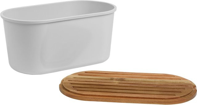 ECHTWERK Brotkasten Fresh weiß halbrund mit Schneidebrett-Deckel und Belüftung B: 37 cm, T: 22 cm, H: 18 cm - Bild 2
