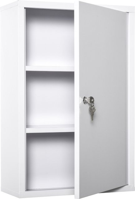 Aosom Medizinschrank Erste-Hilfe-Schrank aus Stahl mit 3 Fächern abschließbar Weiß B: 40 cm, T: 18 cm, H: 60 cm - Bild 1
