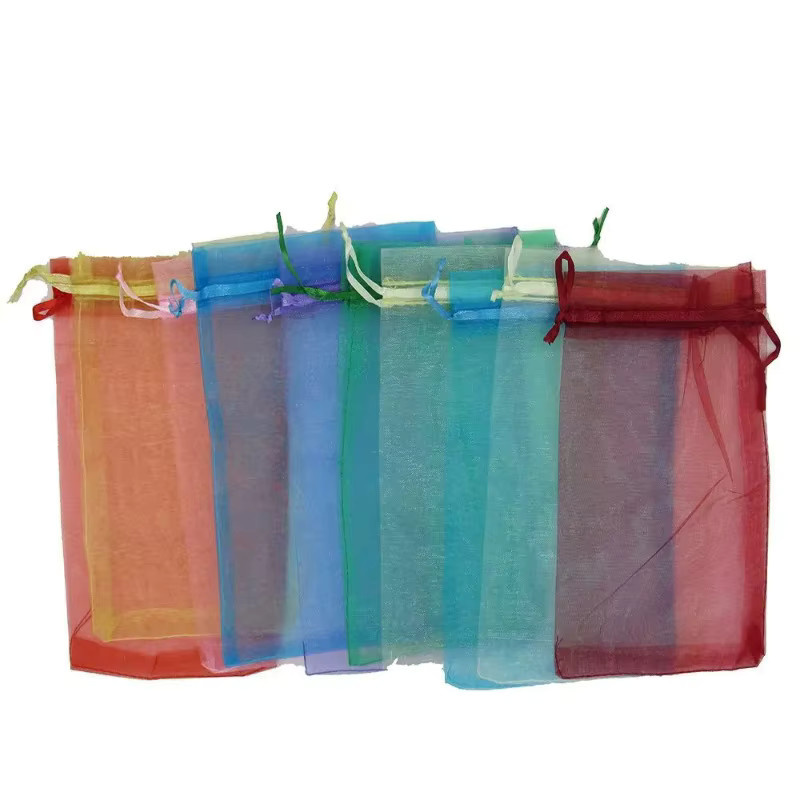10 Stück Organza-Geschenkbeutel von merylover in Gold und Multicolour, B: 7 cm, H: 9 cm, ideal als Schmuckverpackung für Hochzeiten, Partys, Weihnachten oder Halloween - Bild 3